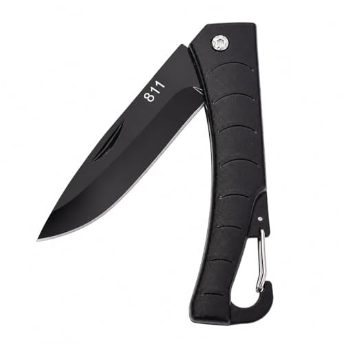 Image of Premium Black Foldable Fruit Knife (7 Inch) - Manual Foldable Pocket Knife - Black Painted Stainless Steel Blade - Utility Kitchen Fruit and Vegetable Cutter - Kitchen Use