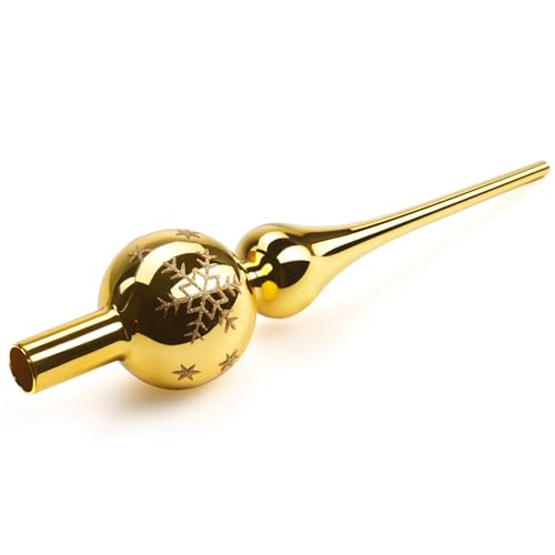 Weihnachtsbaumspitze aus Glas, Christbaumspitze Gold, 26cm Baumspitze...