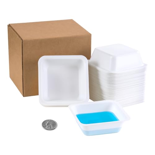 lab weigh boats medium 125pack 100ml square plastic weighing boat for scale anti-static weigh dishes for mixing powder measuring liquid epoxy sample