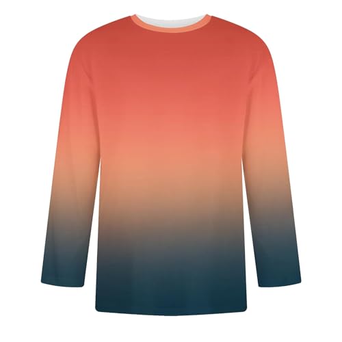Generic Shirts for Men Long Sleeve Casual Loose Gradient Color Print Crewneck Sweatshirt Lightweight Gym Workout Pullover Top4