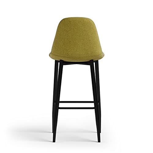 Simplihome Laurel 25 Inch Mid Century Modern Counter Height Stool (Set Of 2) In Acid Green Linen Look Fabric, For The Dining Room And Kitchen #TOP6