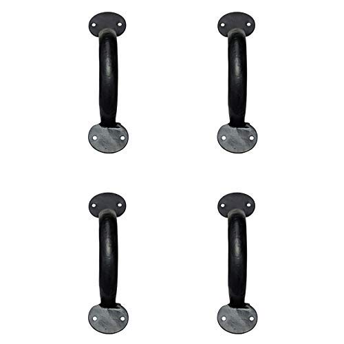Adonai Hardware 6 Inch "Irijah" Black Antique Hand Forged Iron Cabinet Pull (6 Inch x 4 Pack, Matte Black Powder Coated)