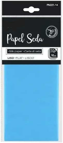 Papel de Seda para Manualidades, Empaque de 10 Hojas (AZUL (PN221-14), 50 x 66 Centímetros) (24 opciones de colores)