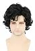 Topcosplay Mens Wigs Black Short Curly Fluffy Cosplay Halloween Character Costume Wig Layered (Black)