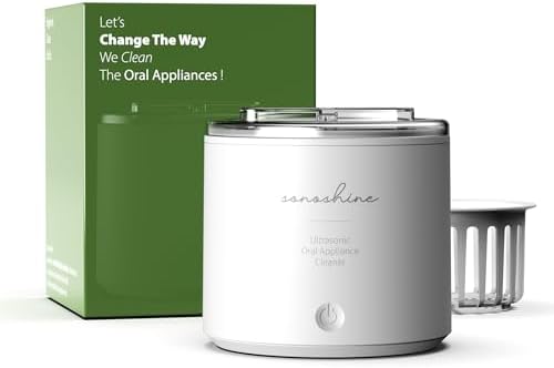 Ultrasonic Retainer Cleaner – Auto-Adjust 39-48kHz Sonic Retainer Cleaner Machine for Aligner, NightGuard, Mouth Guard, Denture & More | Easy & Quiet