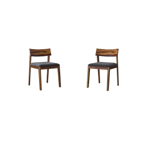 Image of DRIFTINGWOOD Liana Dining Table 4 Seater | Four Seater Dinning Table with 4 Chairs with Grey Cushions for Home | Rosewood, Natural Finish, Self Assembly(DIY)
