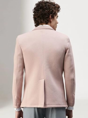 Image of SHOWOFFFF Men Solid Single Breasted Casual Blazer | Notched Lapel Full Sleeves Cotton Blazer for Mens | Slim Fit Regular Length Blazer for Men's