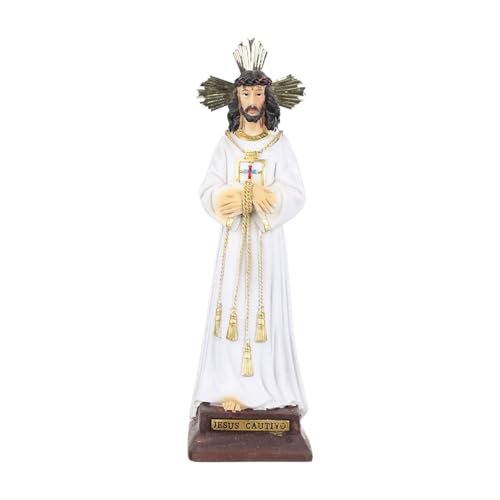 TWO TIGERS Cristo del Gran Poder y Medinaceli, Jesús Cautivo con la Cruz - Estatua de Resina, Figura Religiosa Decorativa para Hogar, Capillas, Iglesias (19cm)