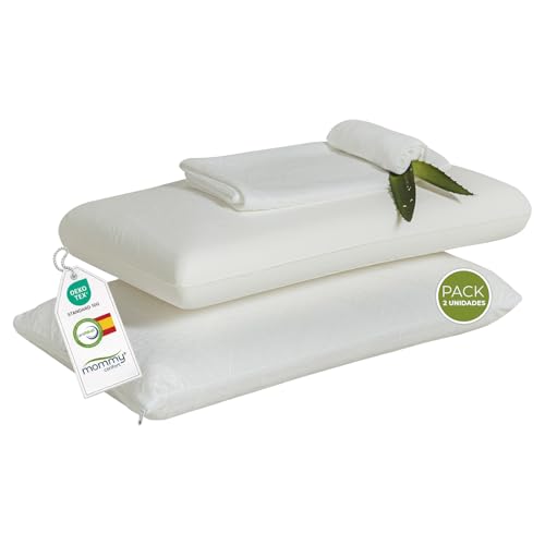 MOMMY CONFORT Pack 2 Almohadas Viscoelásticas 70 cm - Núcleo Compacto con Funda...