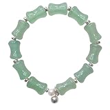 GPDNBIEU, Pulsera con dijes Feng Shui de aventurina Natural Jade Bambú Plata esterlina Buena Suerte
