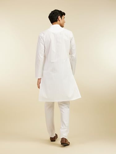 Image of DIWAS BY MANYAVAR Men's Cotton Self Design Striped Kurta (1pc)