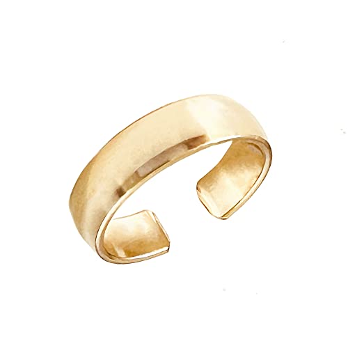 TOE RINGS & THINGS | Bold Gold Adjustable Comfort Fit Toe Ring | Smooth Wide Band 14k Gold Filled Toe Rings for Women or Men3