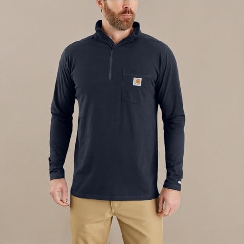 Image of Carhartt Men's 104255 Force Relaxed Fit Quarter Zip Pocket T-Shirt
