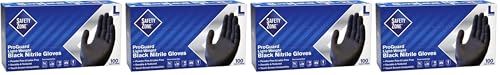 Safety Zone GNPR-XL-BK GNPR Black Standard, Textured Powder-Free, Nitrile Gloves, XL(1 Box of 100)