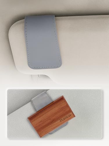 Patented Leather Car Air Freshener Visor Clip, Compatible with Drift Car Air Freshener, Magnetic Design, Gentle on Sun Visors, Ideal for Modern & Electric Vehicles, Grey (Clip Only)