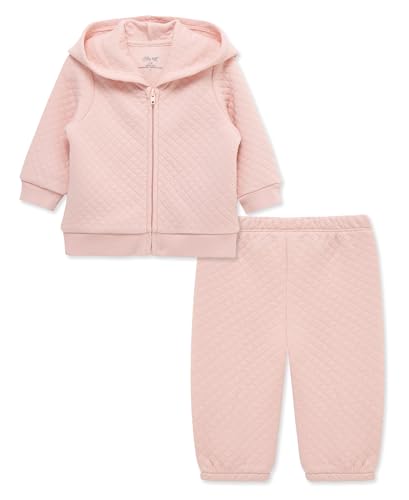 Little Me Simply Essential Solids for Baby Gender Neutral Organic Cotton Quilt Hoodie and Pant Set, 3 Months to 12 Months