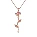 QUINBY 14K Gold Rose Flower Cubic Zirconia Pendant Necklace