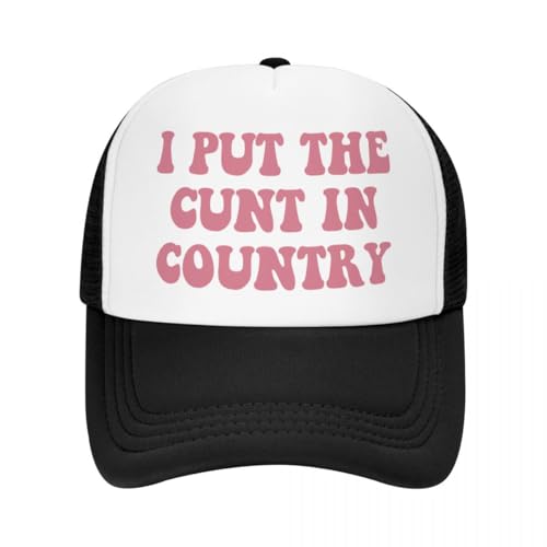 I Put The Cunt in Country Trucker Hats for Women Hot Pink Funny Gag Baseball Hats for Men Girls