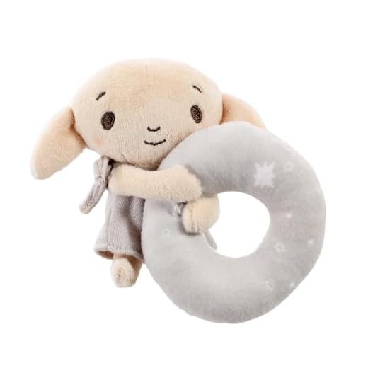Rainbow Designs Harry Potter Dobby - Sonajero de peluche para bebé, juguete sensorial suave para recién nacidos, adecuado desde el nacimiento, sonajero de anilla para el desarrollo temprano, tiempo de