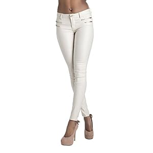 Crazy Lover Hoogwaardige damesbroek, strak jeansmodel van glad kunstleer (PU)