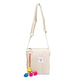 LONGING TO BUY Bolsa tiracolo de cânhamo, bolsa tiracolo ecológica para homens e mulheres, Off-white