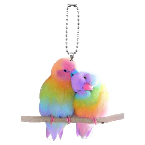 Accesorios de coche para pájaros, llavero acrílico 2D para pareja, accesorios de cartera portátil, decoraciones de animales multiusos para equipaje