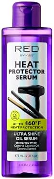 Red by Kiss Heat Protector Hair Styling Serum, Thermal Protection Ultra Shine Oil Serum, Protects Hair form Heat Damage, Anti Frizz Strengthening Hydrating (6 Fl Oz)