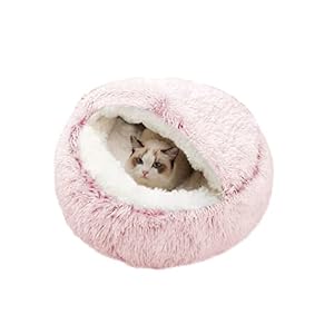 SUOXU Beruhigendes Bett für Katzen und Kleine Hunde, Katzenbett Waschbar Haustierbett,50 cm Donut Flauschig Rund Cat Bed,Weiche Kuschelbett für Den Schlaf im Innenbereich
