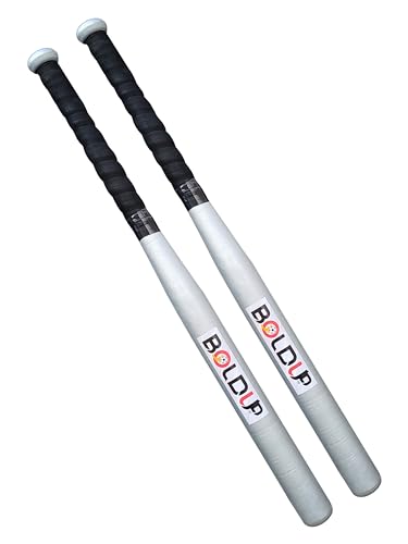 Image of Wooden Baseball Bat for Power Hitting - Solid Hardwood, Anti-Slip Grip Handle, Balanced Swing Design (Combo of 2 Silver)