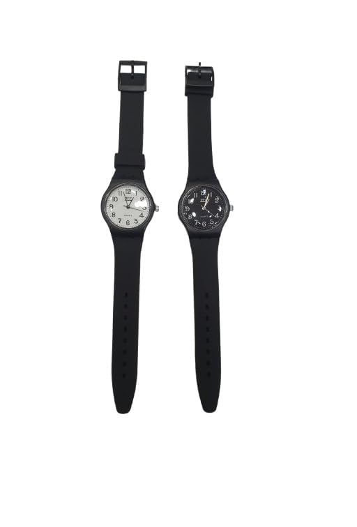 Montre admissible en prison noire cadran blanc 35 mm avec boîtier arrière transparent