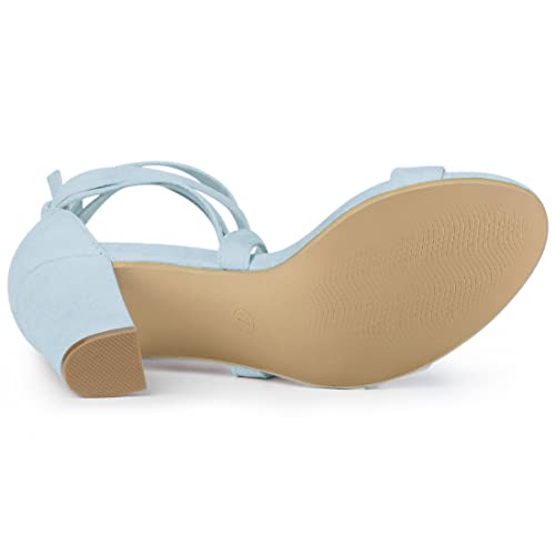 Allegra K Allegra K Women's Crisscross Lace Up Mid Block Heels Sandals Sky Blue 9
