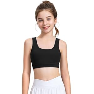 JOCMIC Girls Sports Bras Soft Tranning Bra with Removable Padding Yoga Crop Tops for Teens