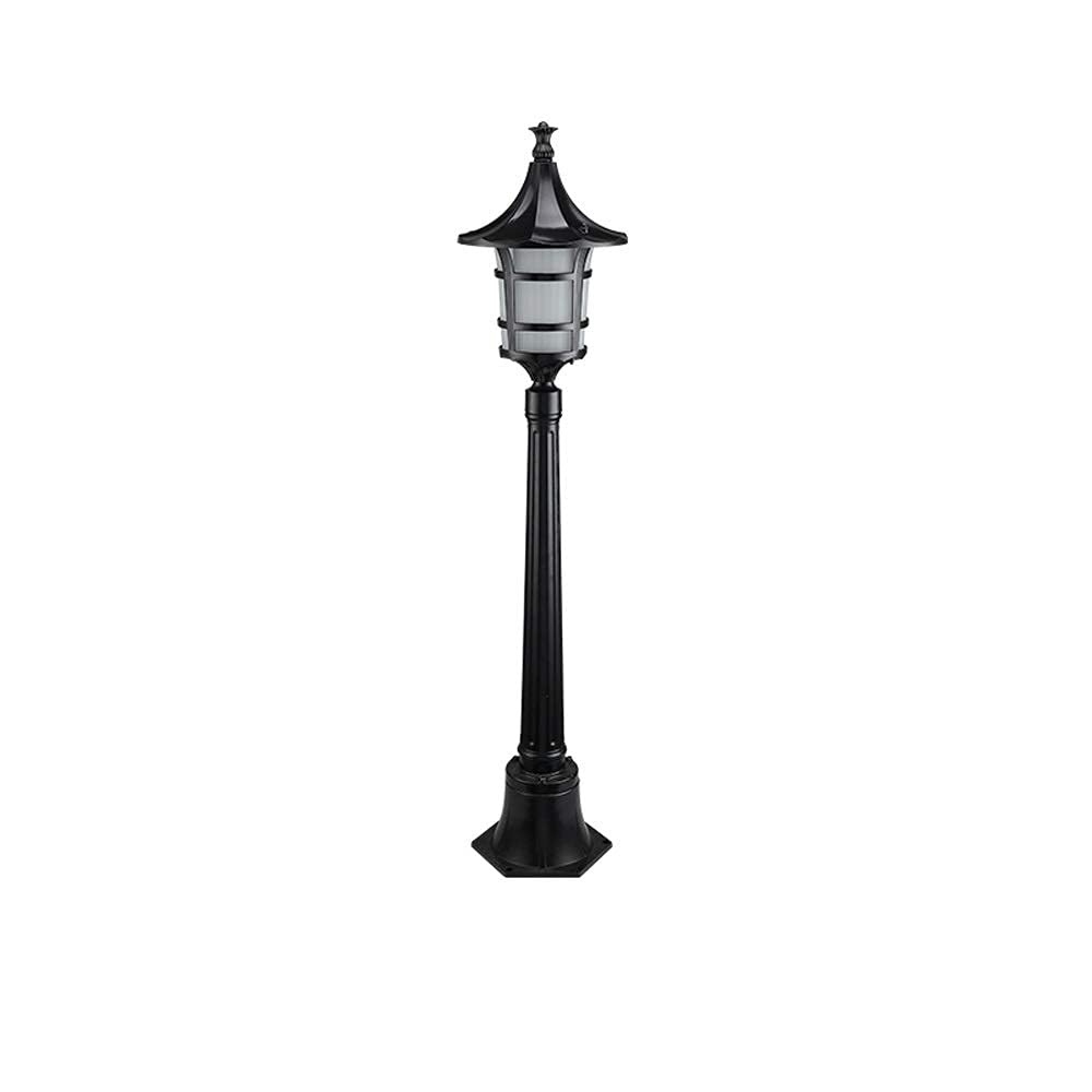 QUSYZD Lamp Post Lights Outdoor, E27 Traditional Style 1.7M Black 1-Lights Way Ip54 Waterproof Outdoor Garden Lamp Post Light Glass Column Lamp Led Light E27 Decorati,Black-1.1m