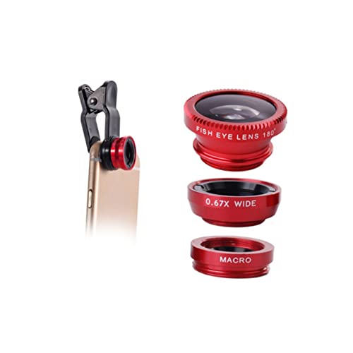 ULDIGI 2 Sets 3 1 Telephoto Lens for Smartphone Camera Lens Kit Smart Phone Wide Angle Lens Mobile Phone Camera Lens Mobile Phone Lens Fish Eye Lens Fisheye Camera Red Universal Magnifier