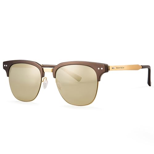 Metal Polarized Sunglasses Men Semi Rimless Frame Wayfarer Sun Glasses Horn Rimmed Shades Driving UV Blocking