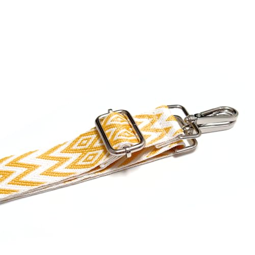 Image of S&loyoe Silver bucklePurse Straps Replacement Crossbody Bag Strap Adjustable Wide Guitar Straps for Handbags 1.5inch (Ripple yellow silver)