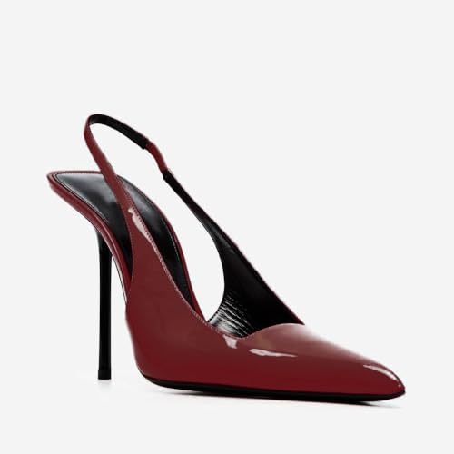 Women's Pointed Toe Sexy High Heels Patent Leather Slingback Pumps Backless 105mm Stiletto Sandals Party Dress Heeled Shoes3
