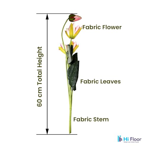 Image of Enhance Your Space with Artificial Leaf Decor Foliage for Stunning Interiors Decorative Items for Home;Office; Room; Living Room; Table; (Without Vase) (Pack of 1, Lotus)