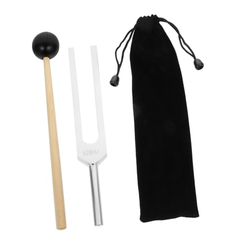 Parliky Aluminum Alloy Tuning Fork 528hz Chakra Forks Kit Healing Meditation Instrument Resonance Bowl Silver for Musicians and Yogis