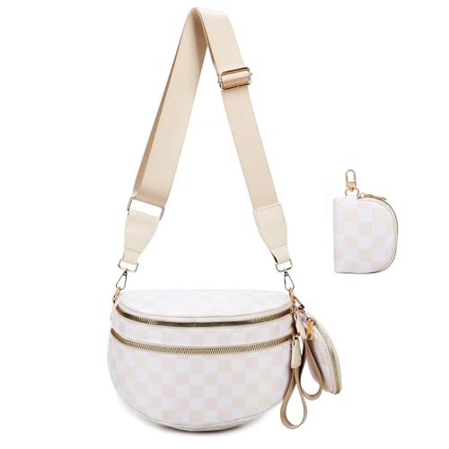 Zengmei Checkered Crossbody Bag for Women, Nylon Bag with Large Capacity, Adjustable Strap, Pack Bag Purse