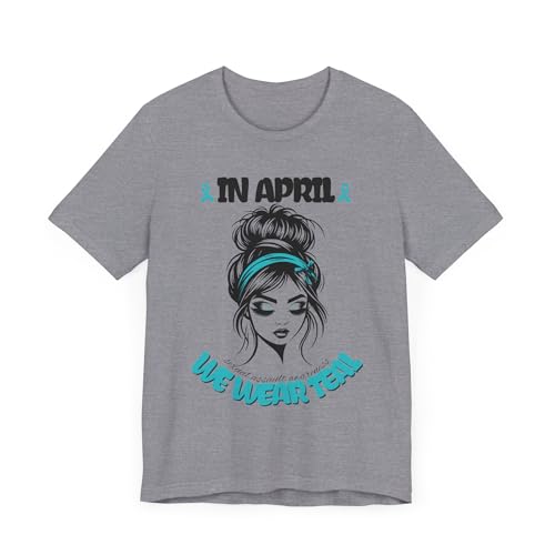 T-shirt bleu sarcelle premium col rond motif In April We Wear pour femme