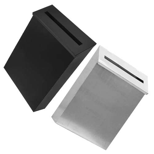 BAZEITFLOW Buzón de Pared de Hierro para Exterior 2 Piezas Color Hierro Negro Estilo Vintage Americano con Cerradura Seguridad Buzón de Sugerencias y Donaciones para Hogar Oficina y