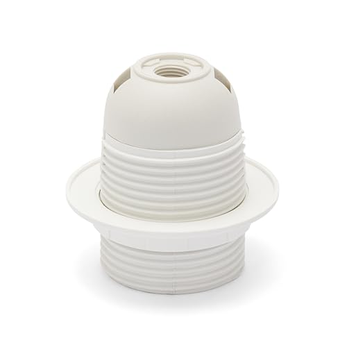 Portalampada in termoplastica E27. Parzialmente filettato, con ghiera Bianco