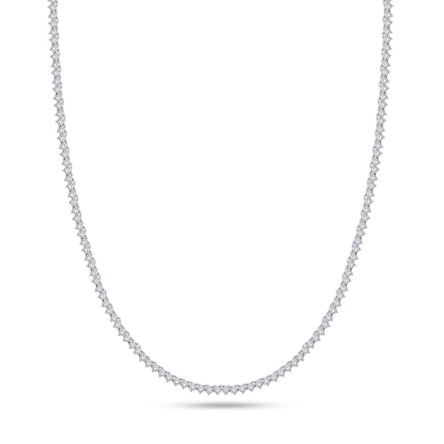 SAVEARTH DIAMONDS 3 Prong 2.5mm Tennis Necklace for Women, 14K White Gold Over Sterling Silver 5.50ctw Round Lab Created Moissanite Tennis Thin Necklace Chain Jewelry 16 inch4
