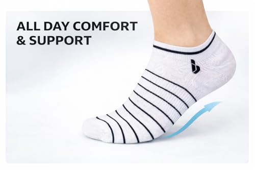 Image of Men's Ankle Socks, Cotton Blend, Black Grey Navy Blue, 10 Pairs, Lightweight and Breathable, Regular Fit