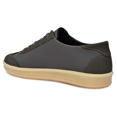 Image of Leatherkraft Men Low-Top Lace-Up Sneakers Grey