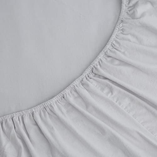 Image of Laura Ashley - Flannel Sheets Full Size, Anti-Pilling & Wrinkle Resistant Cotton, Touchably Soft for All-Season Comfort - Bed Sheets with Matching Pillowcases & Fitted Sheet (Cloud Grey)