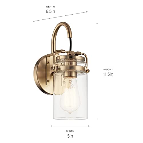 Image of KICHLER Brinley 11.5 inch 1 Light Wall Sconce with Clear Glass Brushed Nickel