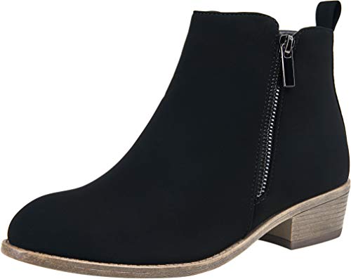 Jeossy Women's Elegant Ankle Boots Thick Low Heel Black Nubuck Zipper Round Toe Fashion Booties For Women Size 11(Djy905 Black Nubuck 11) #TOP7