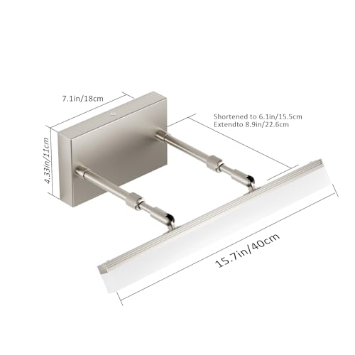 Image of Aipsun Brushed Nickel Vanity Light 16 inch Modern Wall Sconces Adjustable LED Bathroom Light Fixtures Over Mirror Rotatable Vanity Lighting 5500K